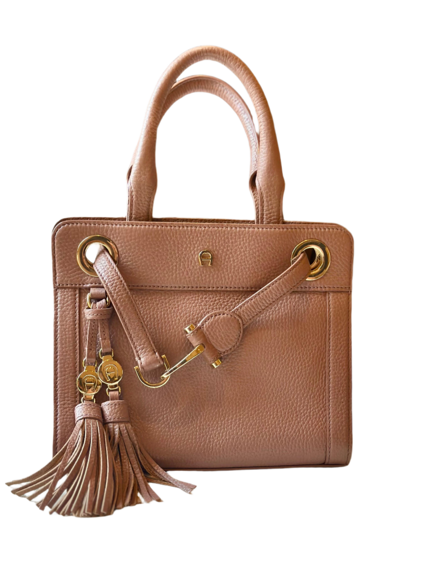 AIGNER- Light Burgundy Leather Cavallina Tote- HB0052