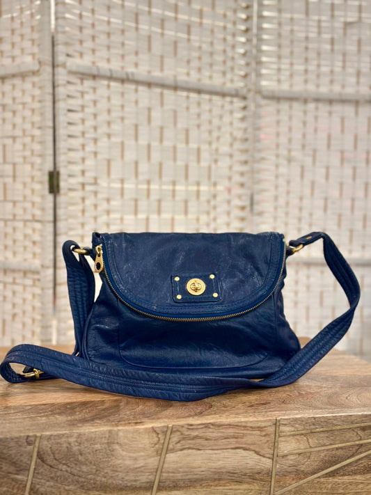 MARC JACOBS- Blue Pebbled Leather Crossbody Shoulder Bag Handbag- HB0060