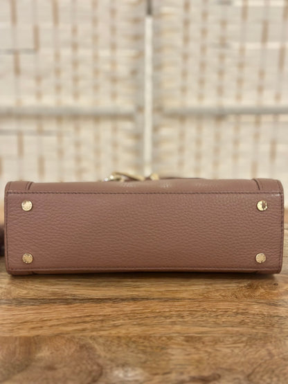 AIGNER- Light Burgundy Leather Cavallina Tote- HB0052
