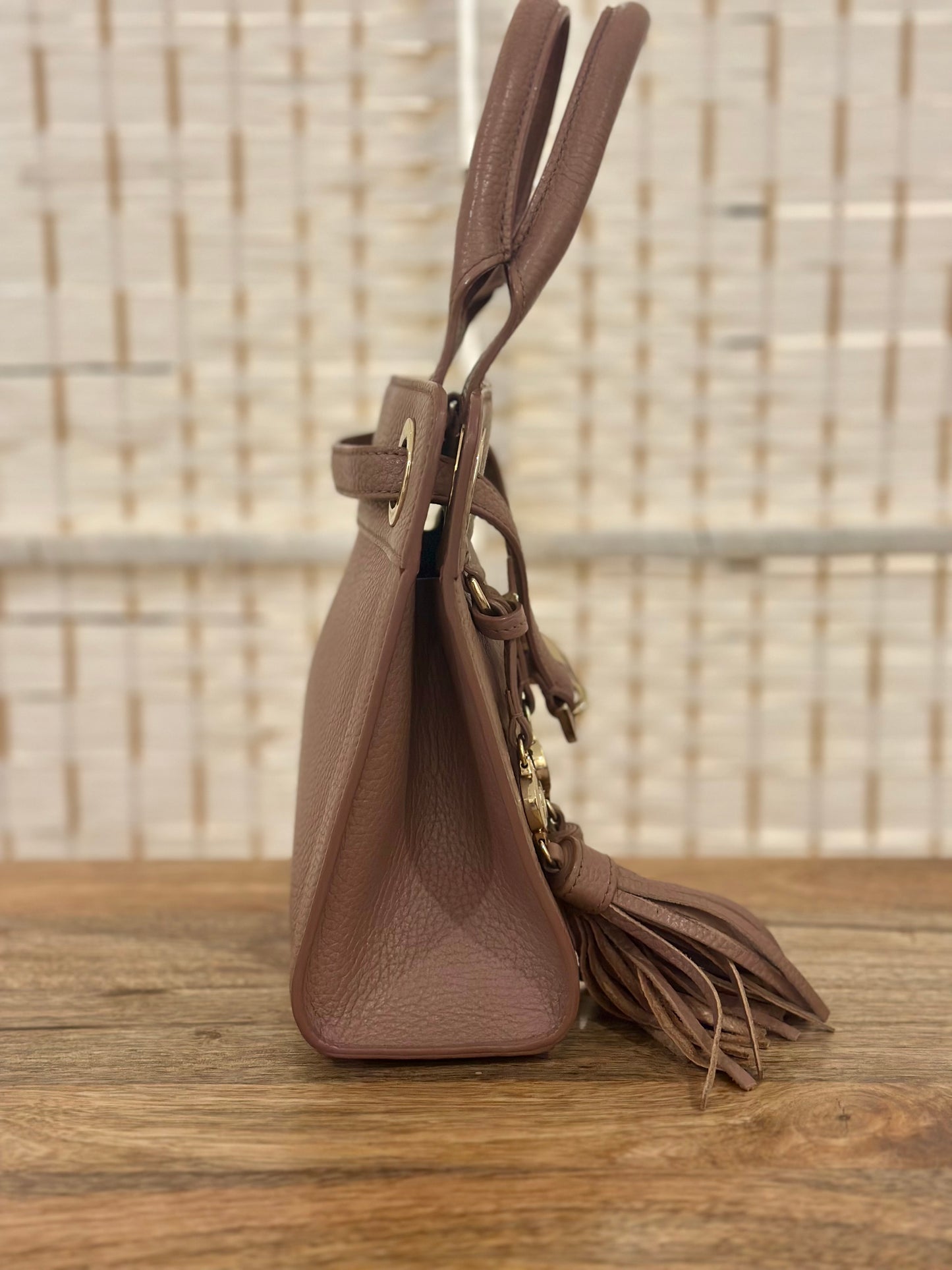 AIGNER- Light Burgundy Leather Cavallina Tote- HB0052